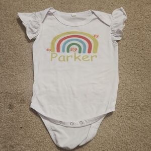 Parker White Bodysuit with Rainbow Design